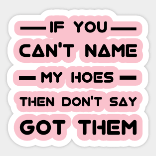 If you can't name my hoes then don't say got them Sticker